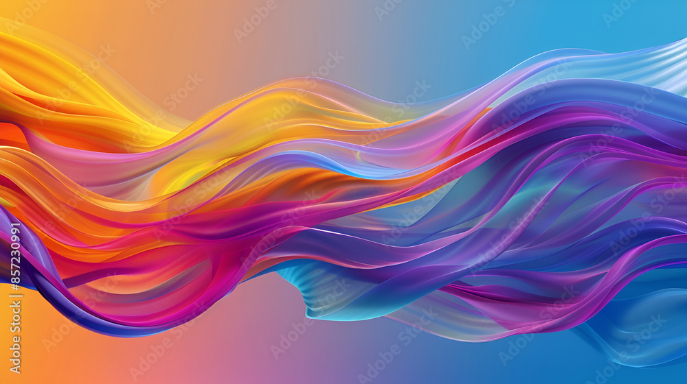 3d render, abstract background with liquid waves in blue and purple colors ,abstract background of flowing fabric in red, blue and pink colors