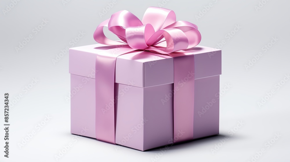 gift box with ribbon on solid white background, single object gift box with ribbon on solid white background, single object