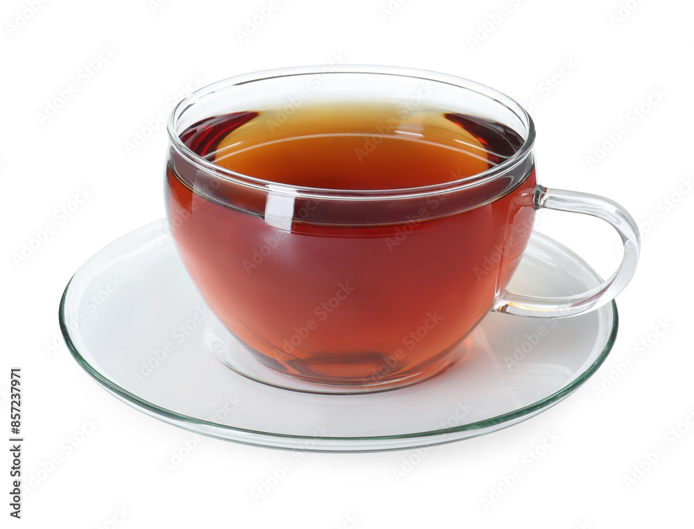 Aromatic tea in glass cup isolated on white Aromatic tea in glass cup isolated on white