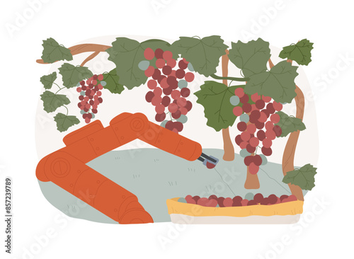 Harvesting and picking robots isolated cartoon vector illustrations.