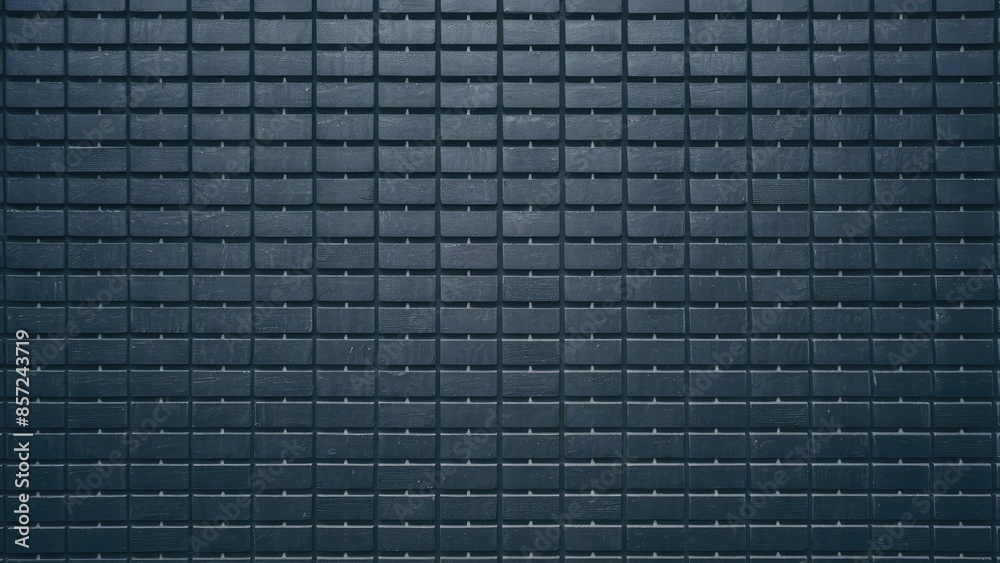 Fototapeta premium A striking photo of a black brick wall. The bricks are neatly arranged in a checkerboard pattern