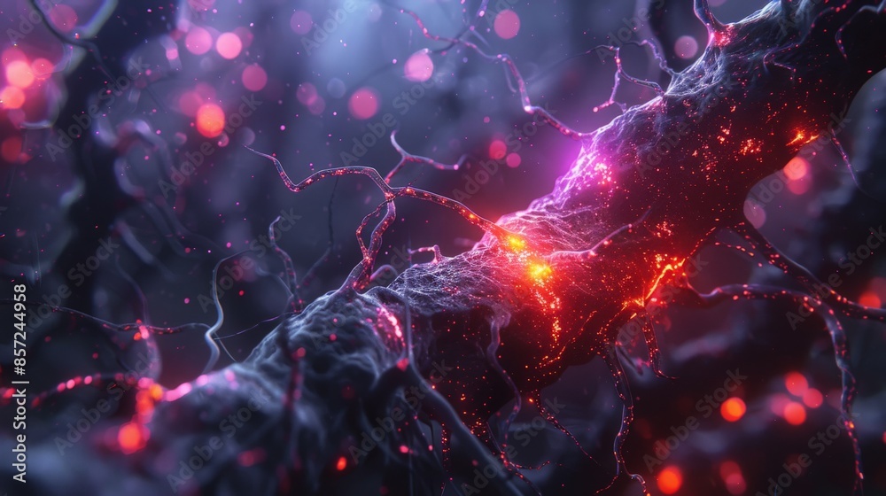 Abstract glowing neuron cells, concept of information transmitting in the brain. 8k resolution --chaos 36 --ar 16:9 --stylize 250 Job ID: 180547ed-a347-498a-8ea1-ea3f6f4a667a Abstract glowing neuron cells, concept of information transmitting in the brain. 8k resolution --chaos 36 --ar 16:9 --stylize 250 Job ID: 180547ed-a347-498a-8ea1-ea3f6f4a667a