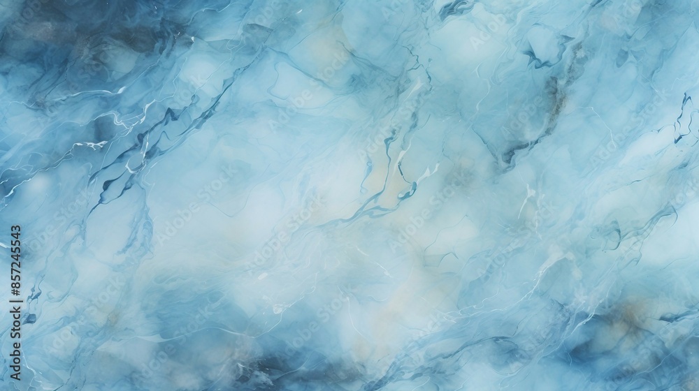 Beautiful Blue Watercolor Art Depicting Ocean Waves and Soft Blends of Color for a Serene and Tranquil Effect. Generative AI