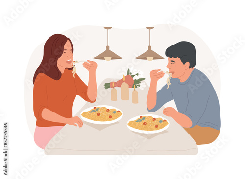 Italian restaurant isolated cartoon vector illustrations.