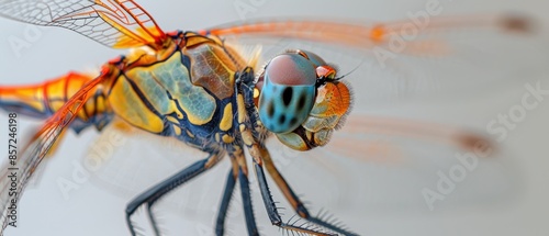 Close-up of a dragonfly's thorax