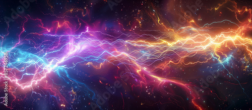 iridescent thunderbolt crackling with sparks and lightning photo