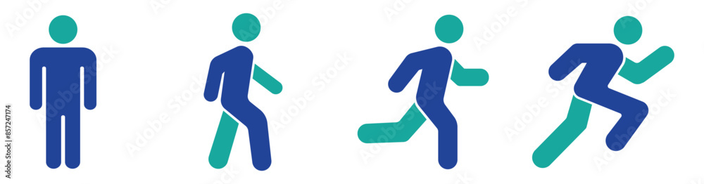 icon set Man stands, walk and run icon set. People symbol. Person ...