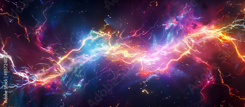 iridescent thunderbolt crackling with sparks and lightning photo
