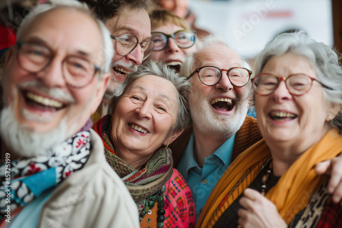 Happy Group of Senior Friends Laughing and Enjoying Life