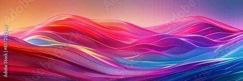 Abstract wavy layers in vibrant gradient colors, creating a fluid and dynamic visual effect