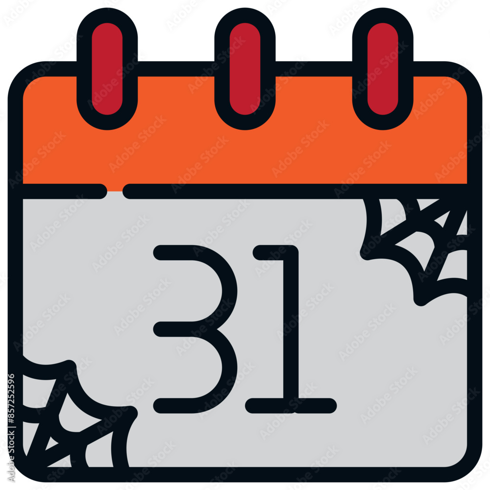 calendar october halloween date spider web filled outline calendar october halloween date spider web filled outline