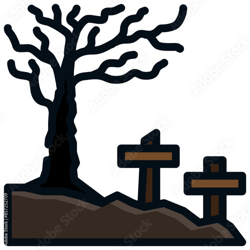 tree branch night grave graveyard filled outline