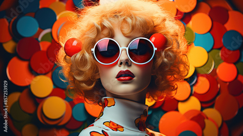 Wallpaper Mural generated illustration fashion retro futuristic woman wearing sunglasses Torontodigital.ca