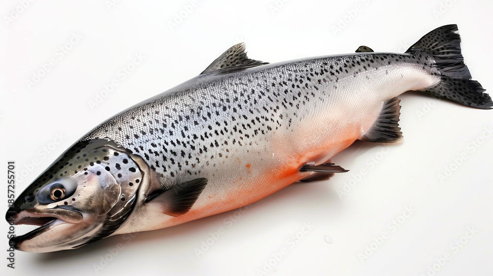 Fresh salmon against a white background Fresh salmon against a white background