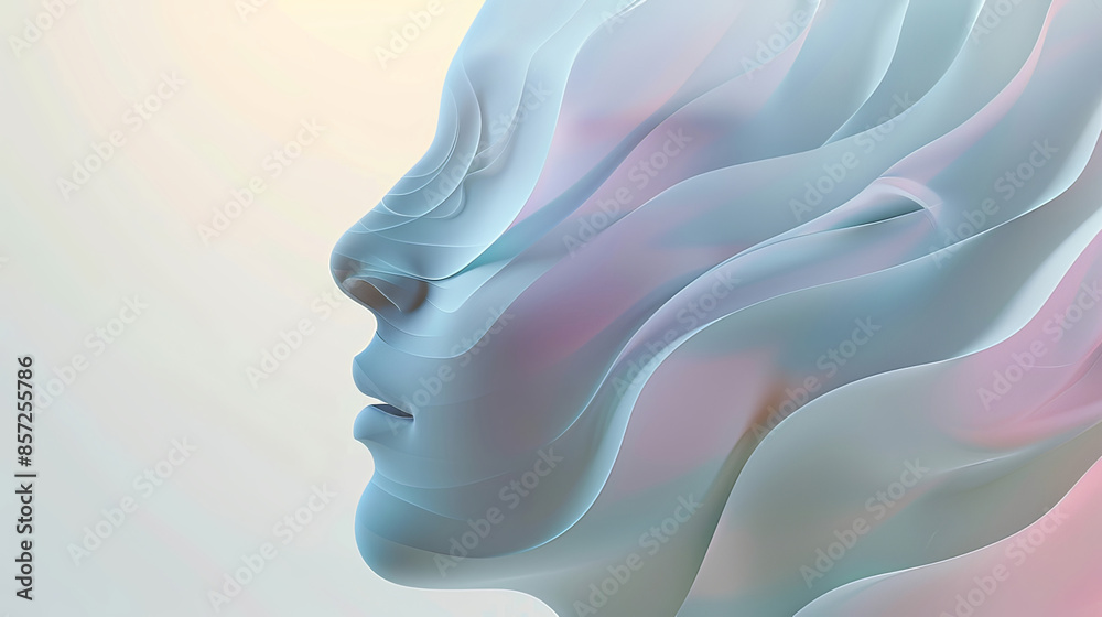 Obraz premium A woman's face without eyes is shown in a blurry, abstract style