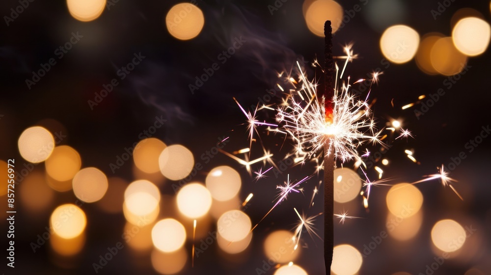 Close-up view of a burning sparkler fireworks in holiday celebration event party. Close-up view of a burning sparkler fireworks in holiday celebration event party.