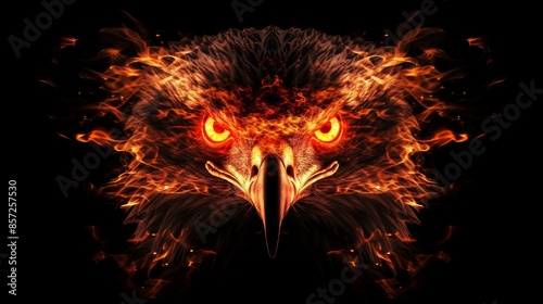 Close-up portrait of a light fire bald eagle.