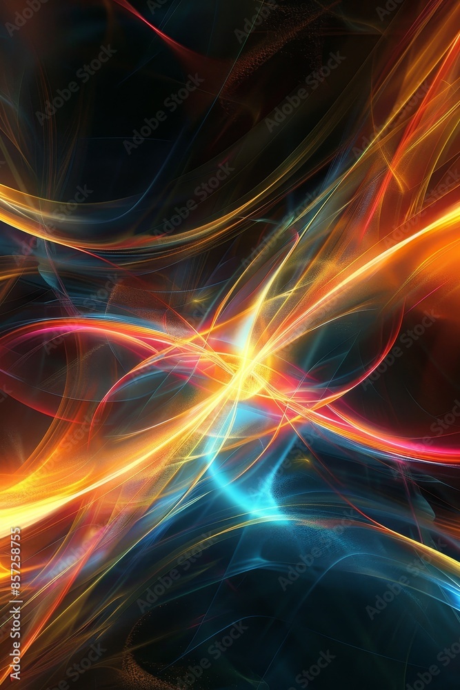 Illuminated Abstract Glowing Lines on Dark Background. Illuminated Abstract Glowing Lines on Dark Background.