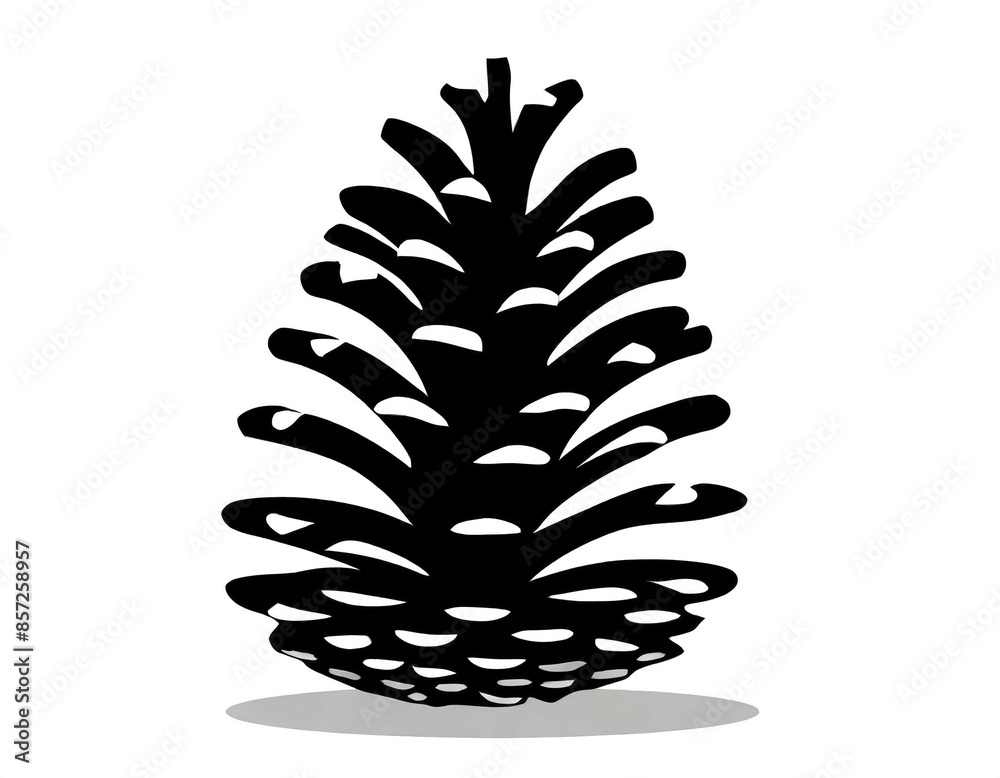 schwarze Silhouette Kontrast Tannenzapfen icon isoliert auf weißen Hintergrund, Freisteller 