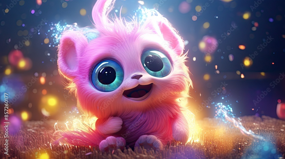 Enchanting Whimsical Creature Surrounded by Magical Glitter Enchanting Whimsical Creature Surrounded by Magical Glitter