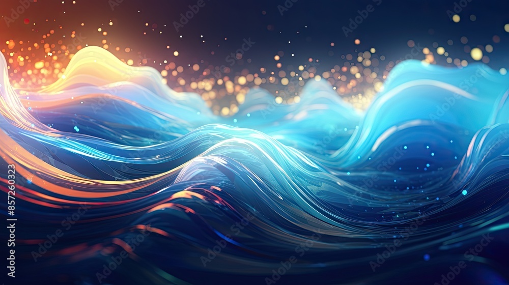 Mesmerizing Abstract Ocean Waves with Sparkling Particles Mesmerizing Abstract Ocean Waves with Sparkling Particles