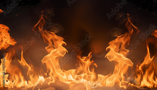 "High-Resolution Fire Flames on Black Background – Perfect for Powerful and Fiery Visual Effects"