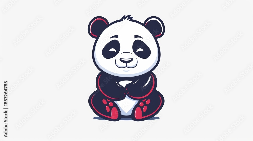 Fototapeta premium Mascot logo design of a panda with bold line. Clipart vector illustration.