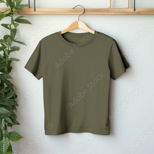 green t-shirt color khaki military color mockup copy space background design blank