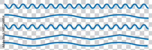 Wavy lines. Set of wavy horizontal lines. Wavy zigzag lines. Zig-zag vector elements