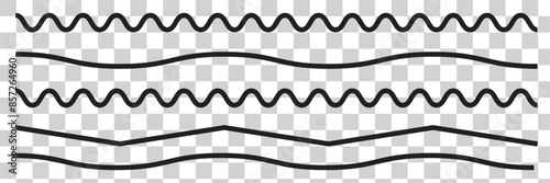 Wavy lines. Set of wavy horizontal lines. Wavy zigzag lines. Zig-zag vector elements
