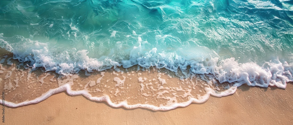 Crystal-clear ocean waves lapping a sandy shore Crystal-clear ocean waves lapping a sandy shore