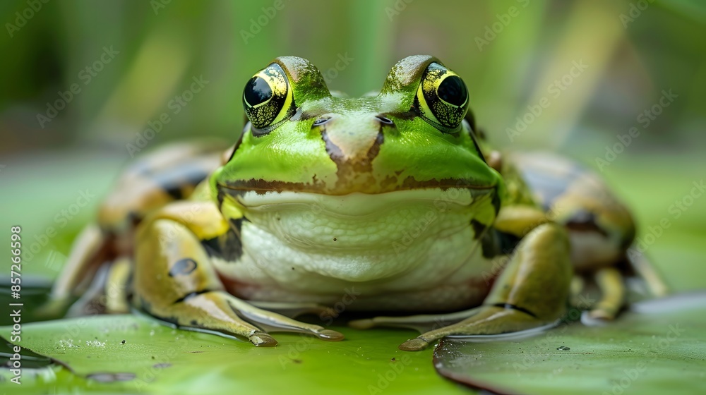 frog on green pond. frog on green pond.
