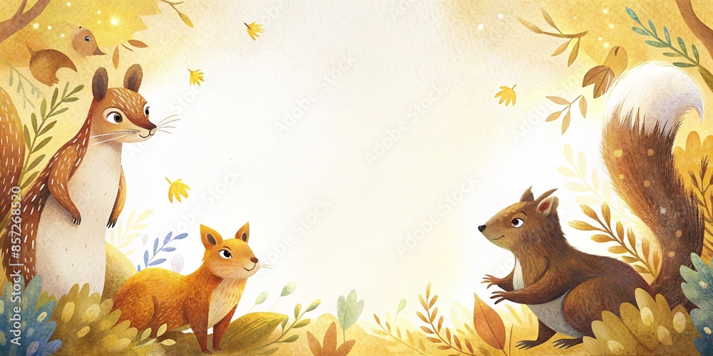 Fototapeta premium Woodland Creatures Illustration for Invitations and Children's Art