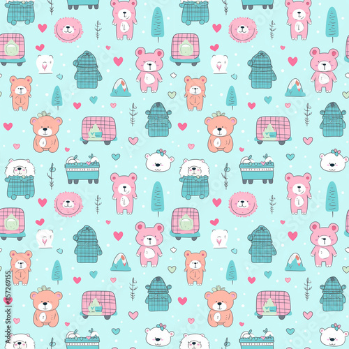 Wallpaper Mural seamless pattern with Bear Torontodigital.ca