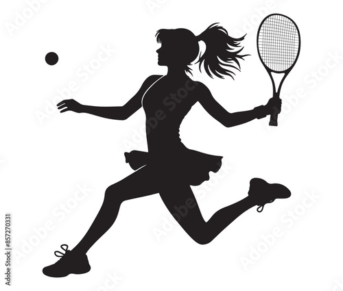 Female tennis player silhouette. Vector illustration