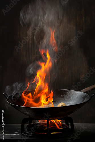 wok in a flame