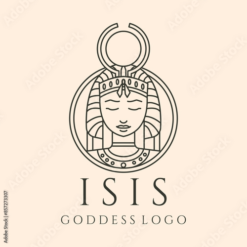 ancient isis goddess line art logo vector symbol illustration design