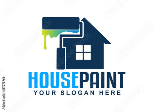 house home colored painting service logo vector silhouette illustration template business logo design.