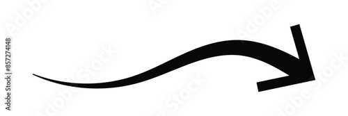 Abstract Curved black Arrow. Market movements creative concept charts, infographics. Red curve arrow of trend on transparent. Trading stock news impulses. Realistic 3d vector design
