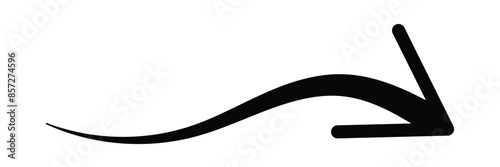 Abstract Curved black Arrow. Market movements creative concept charts, infographics. Red curve arrow of trend on transparent. Trading stock news impulses. Realistic 3d vector design