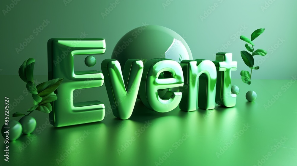 Green Glossy Surface Celebration and Party concept art poster.