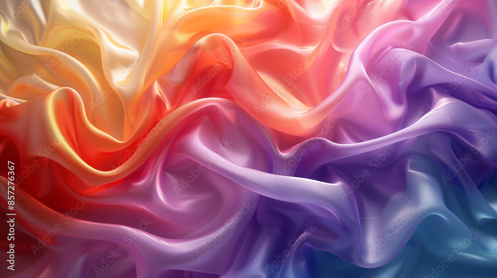 Obraz premium Close-up of silky, wavy fabric with pink and purple tones