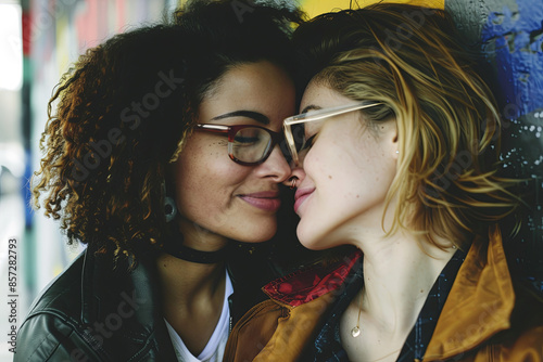 LGBT Lesbian couple love moments happiness concept
 photo