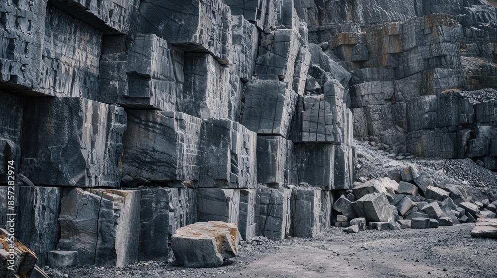 Fototapeta premium Stones stacked in quarry as backdrop