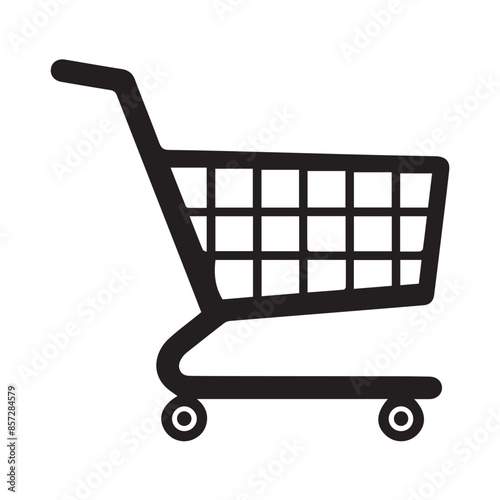 Shopping cart line art icon for apps and websites. Trolley linear flat black & white symbol png file. Shopping cart vector