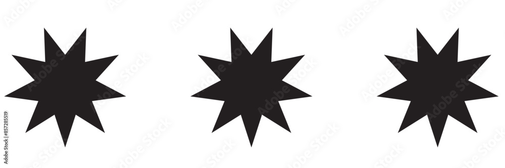 Bahai icon set. nine pointed Baha vector icon. Persian star symbol for UI designs. Bahai icon set. nine pointed Baha vector icon. Persian star symbol for UI designs.