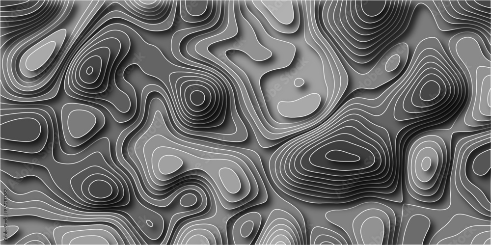 Topo contour map on graybackground, Topographic contour lines vector map. Geography scheme and terrain. Abstract topography concept or Abstract background vector pattern in illustration. Topo contour map on graybackground, Topographic contour lines vector map. Geography scheme and terrain. Abstract topography concept or Abstract background vector pattern in illustration.