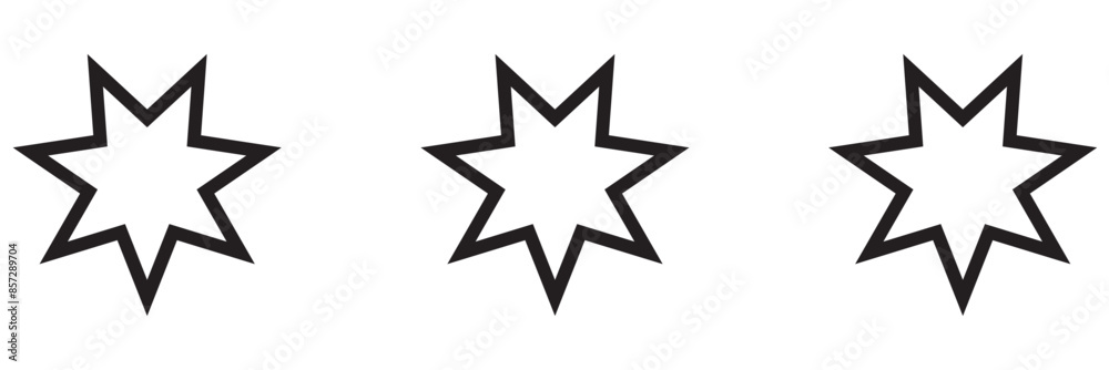 Bahai icon set. nine pointed Baha vector icon. Persian star symbol for UI designs. Bahai icon set. nine pointed Baha vector icon. Persian star symbol for UI designs.
