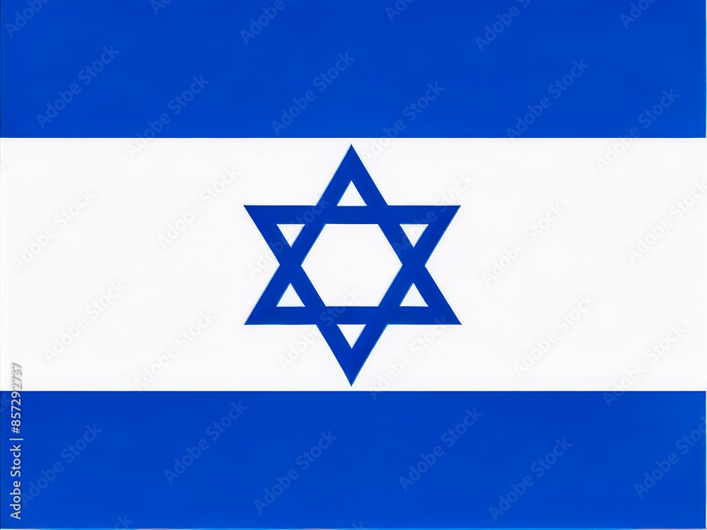 The silk waving flag of Israel with a flagpole on a blue sky background with clouds. A blue and white flag with the image of a cross. 3D illustration. The silk waving flag of Israel with a flagpole on a blue sky background with clouds. A blue and white flag with the image of a cross. 3D illustration.