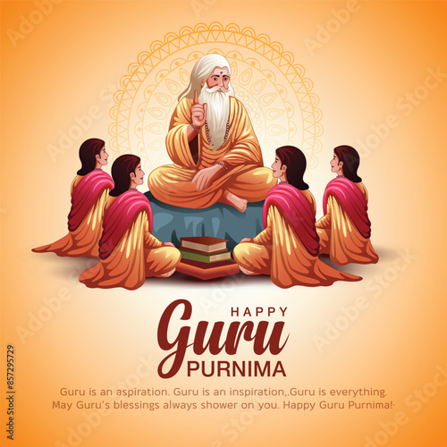 new Happy guru Purnima guru and shishya teaching . god abstract Vector Illustration design.